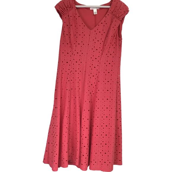 London Times‎ Women's Pink Eyelet Short Sleeve Dress Size 10 - Picture 1 of 5